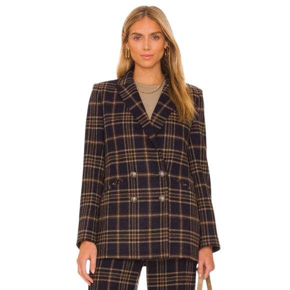 Veronica Beard Double Basted Blazer Size 14 Navy Plaid Wool Oria Dickey Academia - Picture 16 of 16